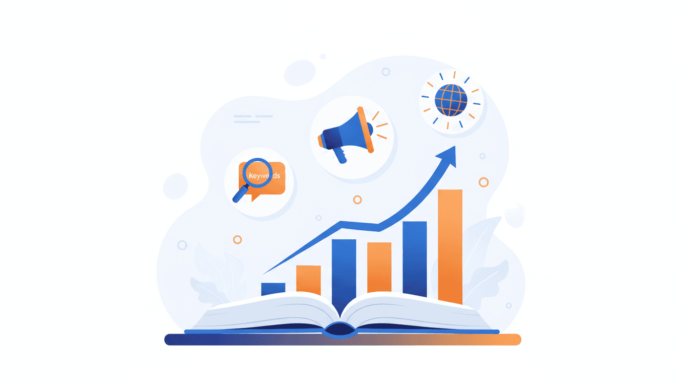 Ilustración de un libro con gráficos de crecimiento que representan las regalías y ventas en Amazon KDP Ilustración de un libro con gráficos de crecimiento que representan las regalías y ventas en Amazon KDP